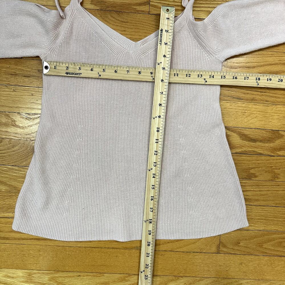 Loft Pink Cold Tie Shoulder Ribbed Sweater Top S Small Ann Taylor - Picture 10 of 10